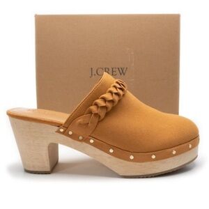J. Crew Clogs In Tan Faux Suede Mules Slip On Size 9 camel color
